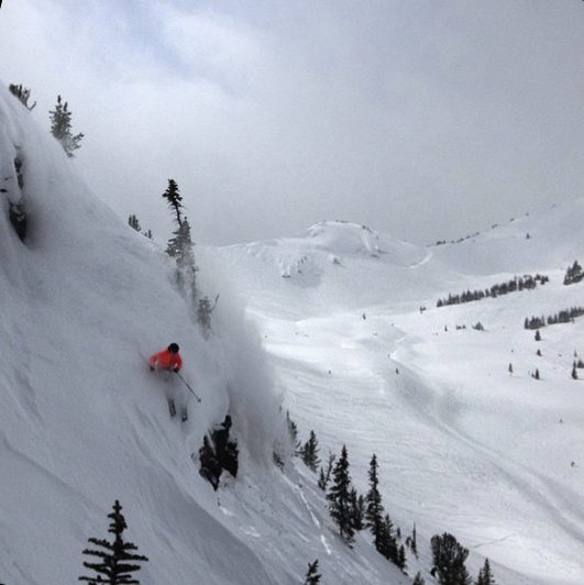 Getting some Easter blower on closing day at Kicking Horse Mountain Resort. Photo: Lane Clark